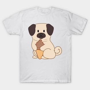 Chocolate Ice Cream Pug T-Shirt